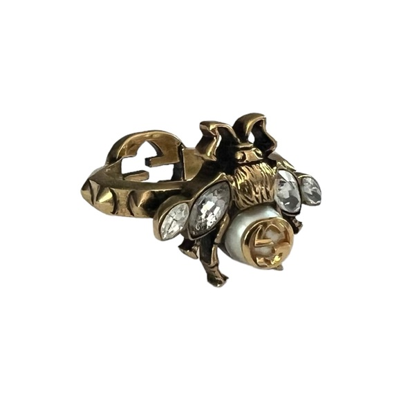 Gucci Rhinestone Bee Pearl GG Ring - Picture 2 of 5